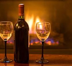 romantic dinner with wine