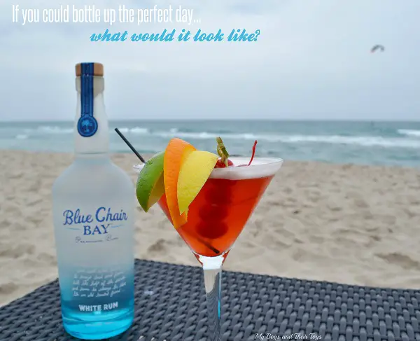 Blue Chair Bay Rum cocktail on the beach