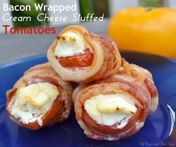 bacon wrapped cream cheese stuffed tomatoes