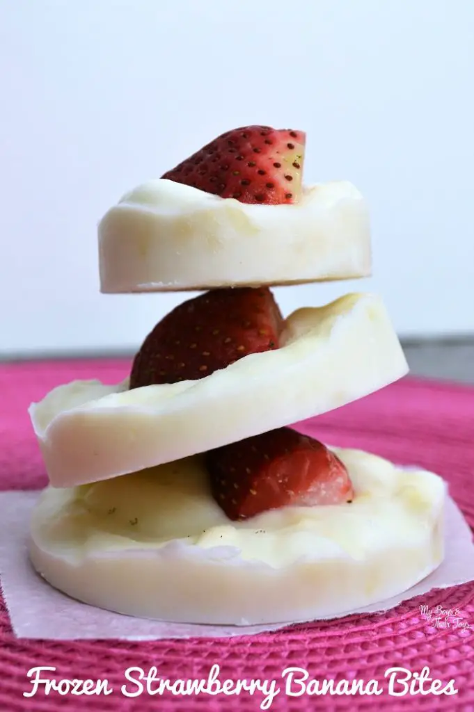 frozen strawberry banana yogurt bites