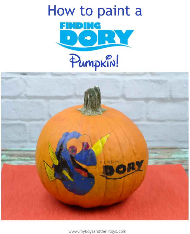 how to paint a finding dory pumpkin