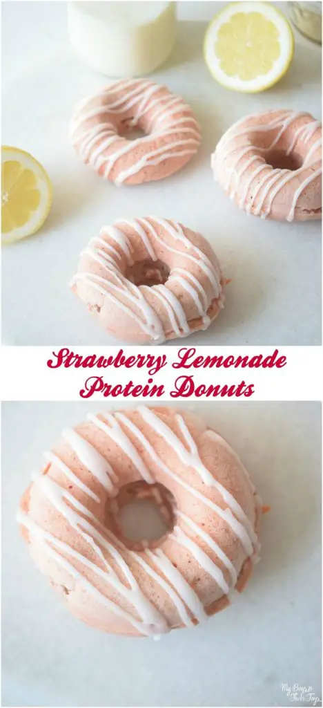Strawberry Lemonade Protein Donuts recipe with lemons and milk