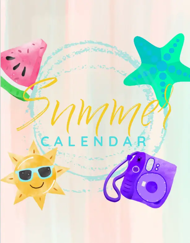 summer calendar page