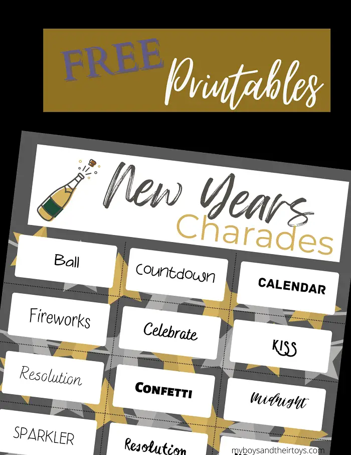 New Year's Charades Printable Game 